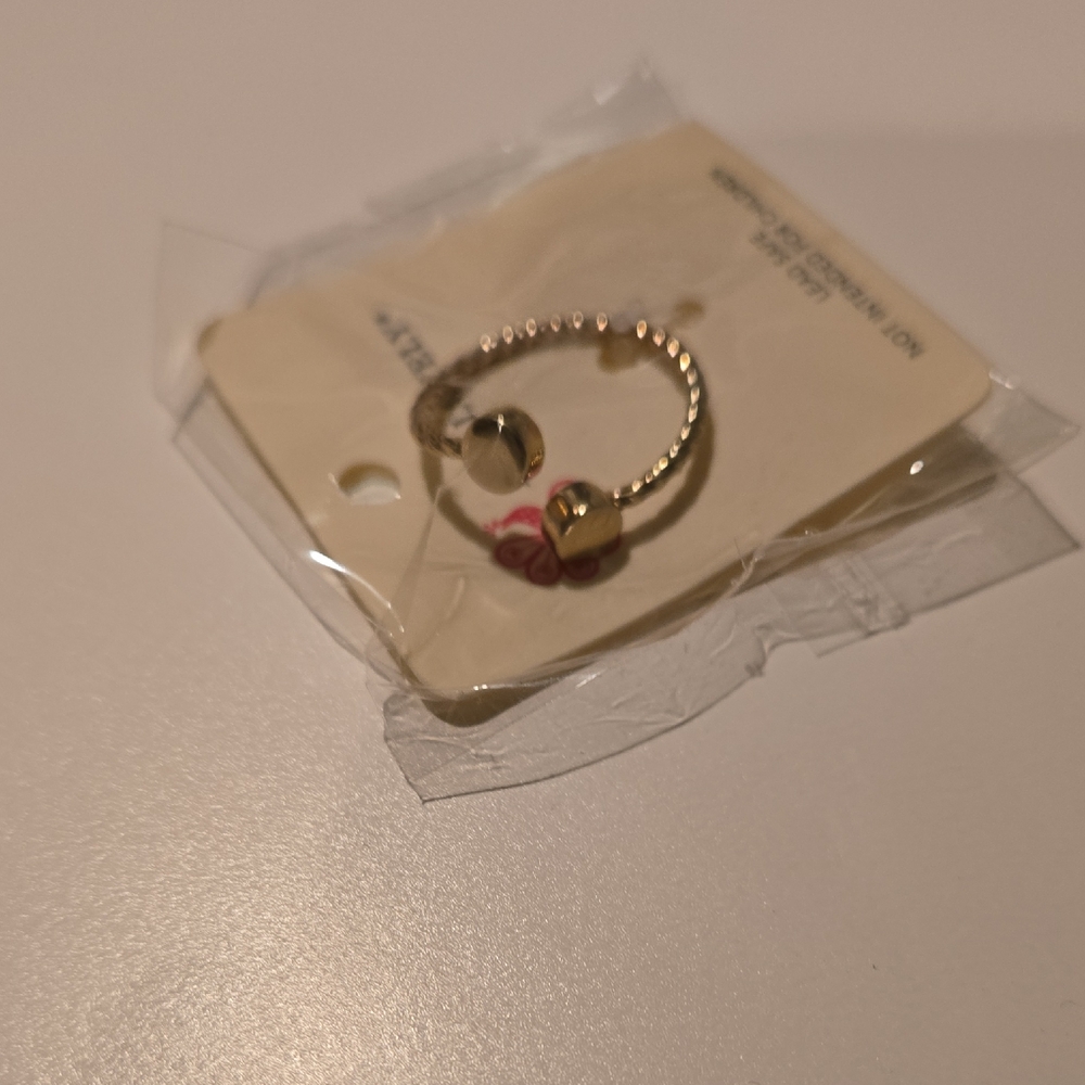 Adjustable Beaded Open-Ended Ring in Gold